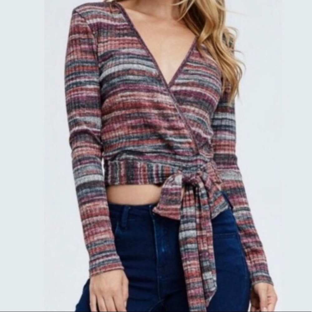 Free People Movement Cropped Wrap Top - Size Large